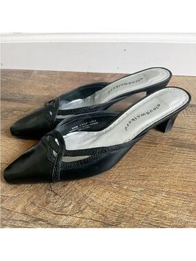 Cloudwalkers Black Leather Kitten Heels mules Size 9.5W‎